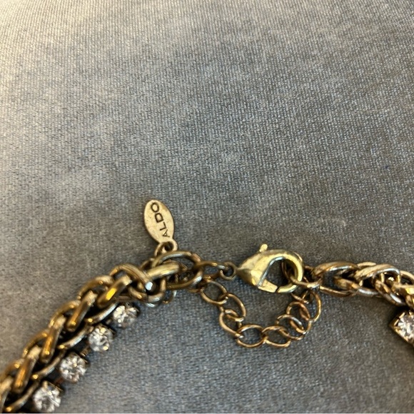 ALDO tan brown aurora borealis teardrop chain statement necklace wedding prom - Picture 8 of 10
